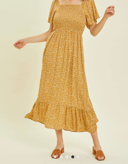 Honey Smocked Midi Dress