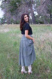 Sage Tiered Skirt